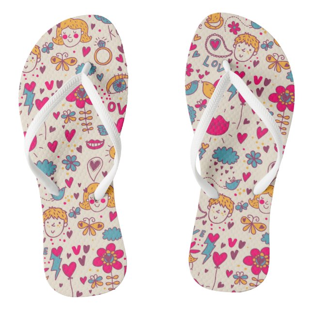 Colourful romantic pattern thongs (Footbed)