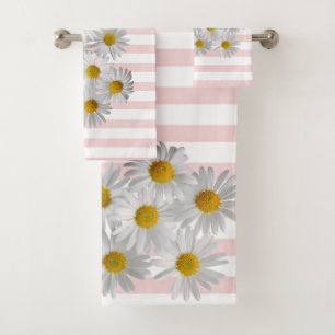 Colourful,Romantic ,Stripes,Flowers Bath Towel Set
