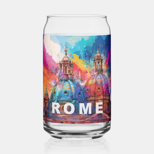 Colourful Rome Cathedral Skyline Can Glass (Back)