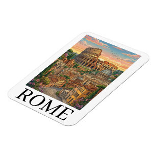 Colourful Rome Italy Colosseum Vintage Travel Art Magnet