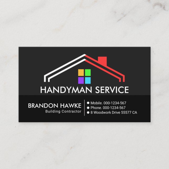 Colourful Rooftop On Grey Layers Business Card (Front)