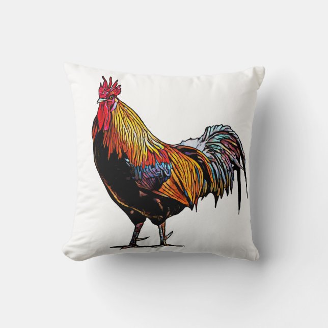Colourful Rooster Cushion (Front)