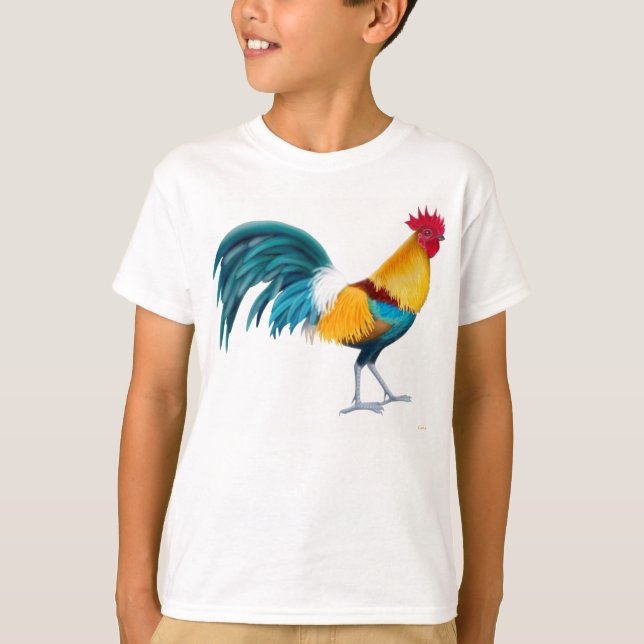 Colourful Rooster Kids T-Shirt (Front)