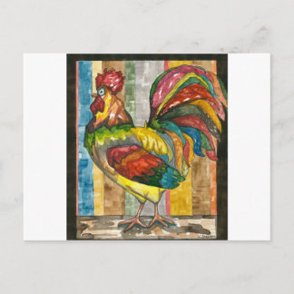 colourful rooster postcard