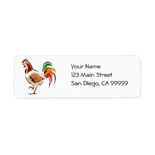 Colourful Rooster Return Address Label