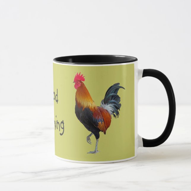 Colourful Roosters "Good Morning" Coffee Mug (Right)