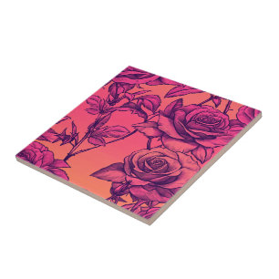 Colourful Rose Ceramic Tiles For Durable Flooring