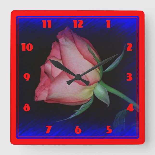 Colourful Rose closeup Square Wall Clock (Front)