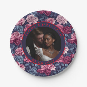 Colourful Rose Custom Wedding Plates For Thank You