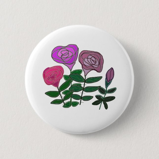 Colourful Rose Design 6 Cm Round Badge (Front)