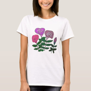 Colourful Rose Design T-Shirt