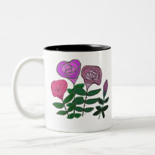 Colourful Rose Design Two-Tone Coffee Mug