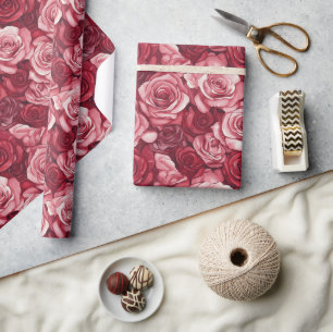 Colourful Rose Flower Budget Wrapping Paper