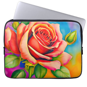 Colourful Rose Flower Digital Painting Laptop Sleeve