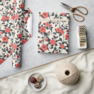 Colourful Rose Flower Minimalist Wrapping Paper