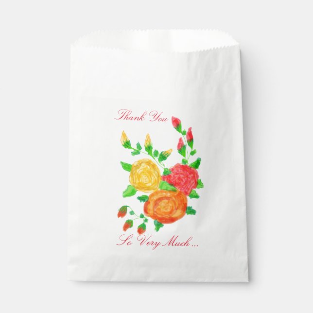 Colourful Rose Flowered Favour Bag (Front)