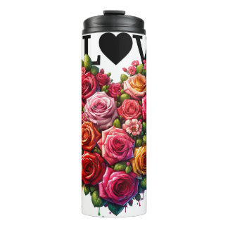 Colourful Rose Heart Love Thermal Tumbler