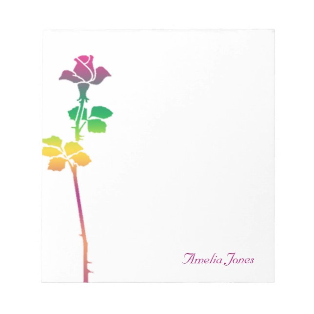 Colourful Rose Personalised Notepad (Front)