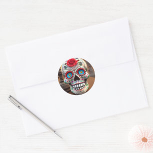 Colourful Rose Sugar Skull Sticker 