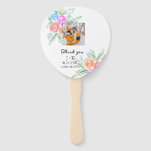 Colourful rose Wildflower thank you wedding name Hand Fan