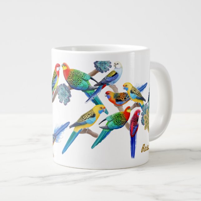 Colourful Rosella Parrots Jumbo Mug (Front Right)