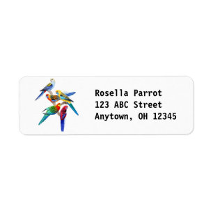 Colourful Rosella Parrots Label Return Address Label