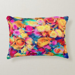 Colourful Roses Accent Pillow Diamond Flowers
