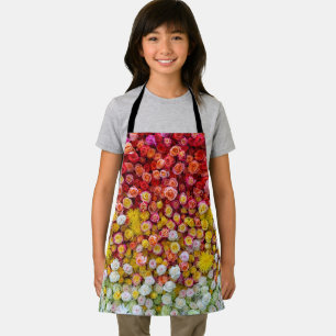 Colourful Roses and Chrysanthemums Floral Gradient Apron