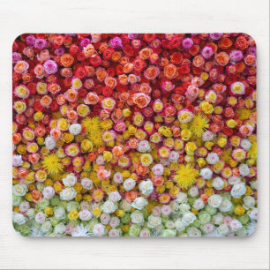 Colourful Roses and Chrysanthemums Floral Gradient Mouse Pad