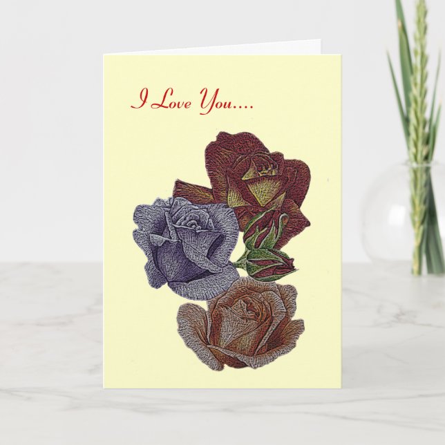 colourful roses and rose buds for valentines card (Front)
