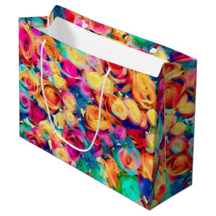 Colourful Roses Bouquet Large Gift Bag
