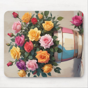 Colourful roses bouquet mouse pad