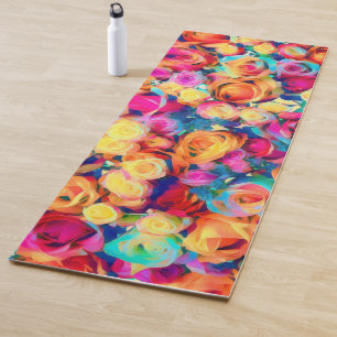 Colourful Roses Bouquet Yoga Mat Diomonrs Floral