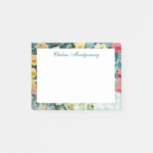 Colourful Roses Colourful Watercolor Personalised Post-it Notes