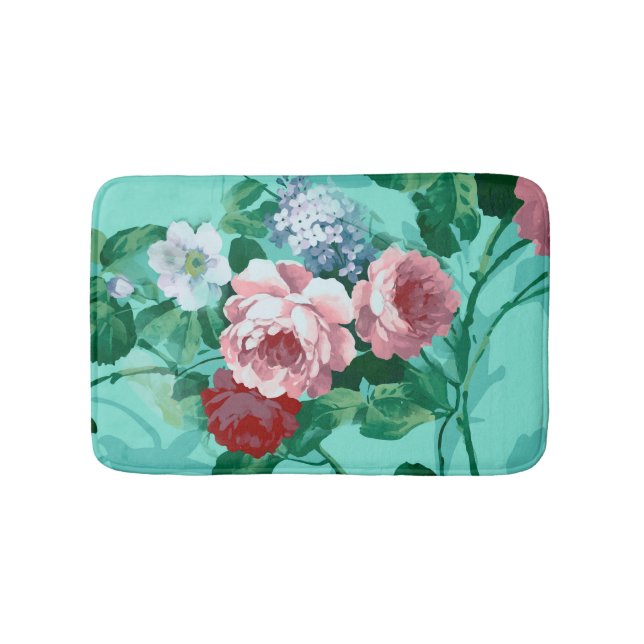 Colourful Roses & Flowers Bath Mat (Front)