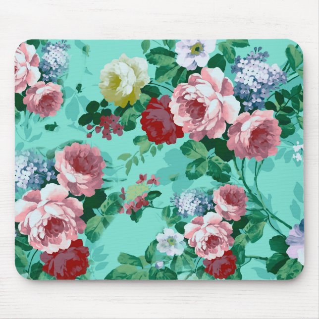 Colourful Roses & Flowers Mouse Pad (Front)