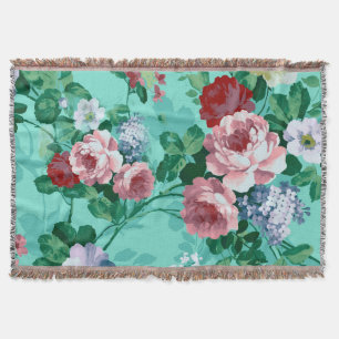 Colourful Roses & Flowers Throw Blanket