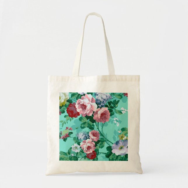 Colourful Roses & Flowers Tote Bag (Front)