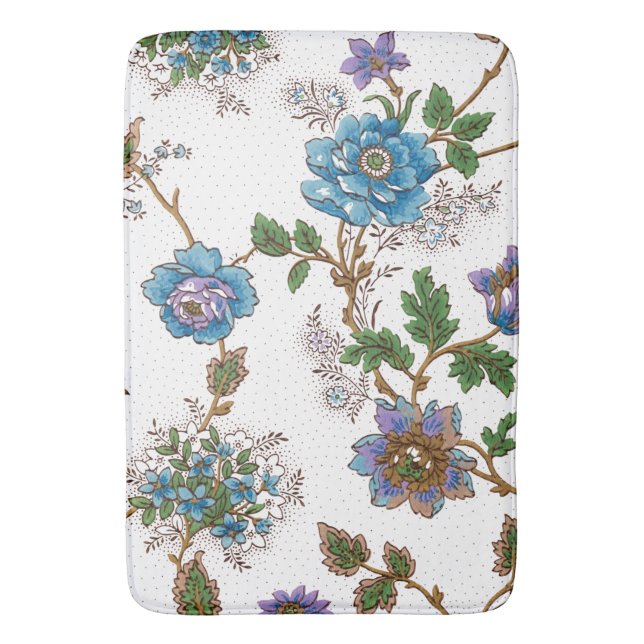 Colourful Roses & Oriental Poppies-White Backgroun Bath Mat (Front Vertical)