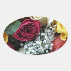 Colourful Roses Oval Sticker