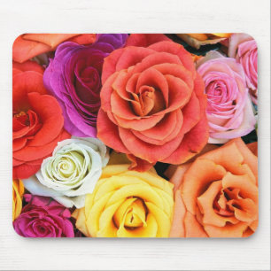 Colourful Roses Pattern Mouse Pad