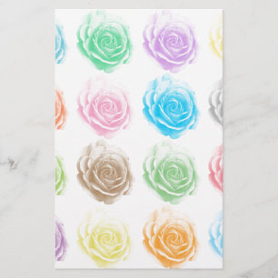 Colourful roses pattern stationery