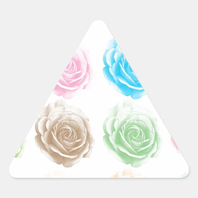 Colourful roses pattern triangle sticker (Front)