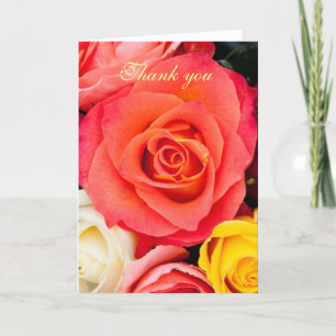 Colourful roses thank you card