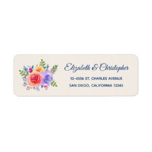 Colourful Roses Watercolor Floral Return Address Label