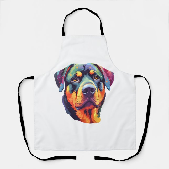Colourful Rottweiler Head  Apron (Front)