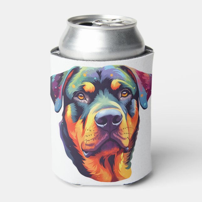 Colourful Rottweiler Head  Can Cooler (Can Front)