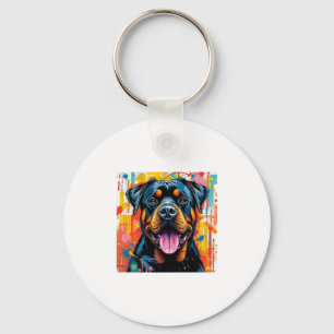Colourful Rottweiler Pop Art � Vibrant Splash Styl Key Ring