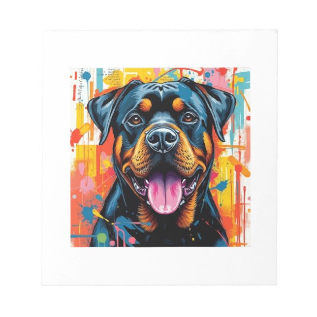 Colourful Rottweiler Pop Art � Vibrant Splash Styl Notepad (Front)