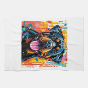 Colourful Rottweiler Pop Art � Vibrant Splash Styl Tea Towel